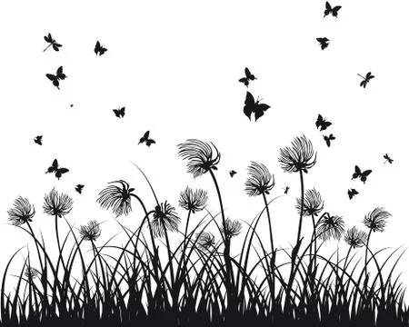 Meadow silhouettes Stock Illustration