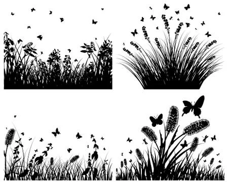 Meadow silhouettes Stock Illustration