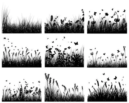 Meadow silhouettes Stock Illustration