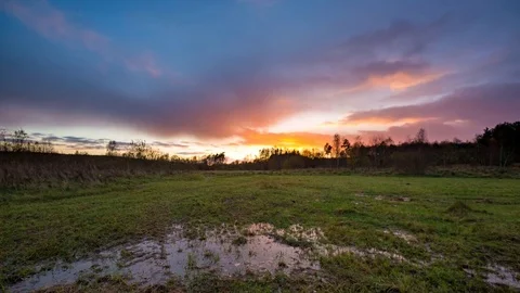 Meadow at sunrise, 4k timelapse. Stock Footage 82172053