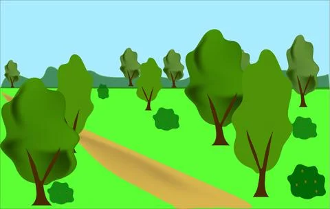 Meadow with trees Illustrazione stock