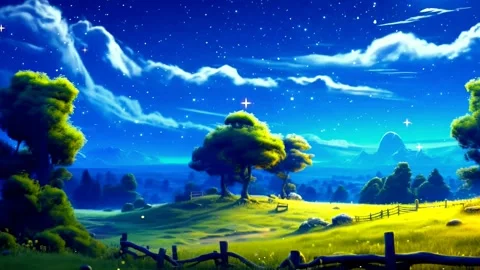 Meadow under white clouds Stock Footage 254801638