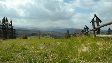 Meadow with a view of Tatras mountains Stock Footage 109391326