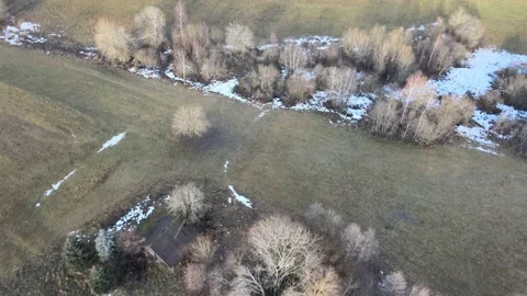Meadows and trees as snow melts Stock Footage 167237718