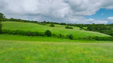 Meadows, Farms and Fields over Torquay from a drone, Devon, England Stock-Footage 276509883