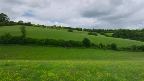 Meadows, Farms and Fields over Torquay from a drone, Devon, England Stock-Footage 276509909
