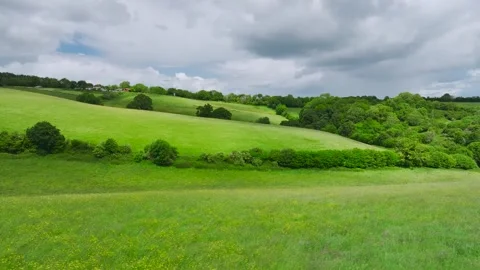 Meadows, Farms and Fields over Torquay from a drone, Devon, England Stock Footage 276509936
