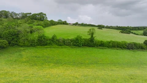 Meadows, Farms and Fields over Torquay from a drone, Devon, England Stockbeeldmateriaal 276510010