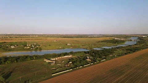 Meadows With Wheat. Flight Over the Ukrainian Village Видео 134469689