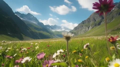 Meadowscape Amidst Peaks Stock Footage 271556790