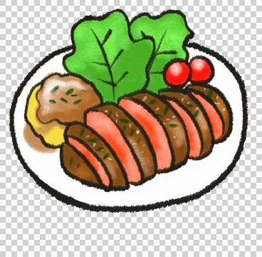 Meaduim rare steak plate mashed potato illustration drawing illustration 库存插图
