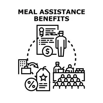 Meal assistance benefits program providing financial support 库存插图