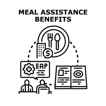 Meal assistance benefits program for social support Ilustración de archivo