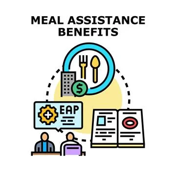Meal assistance benefits program for social support Stock Illustration