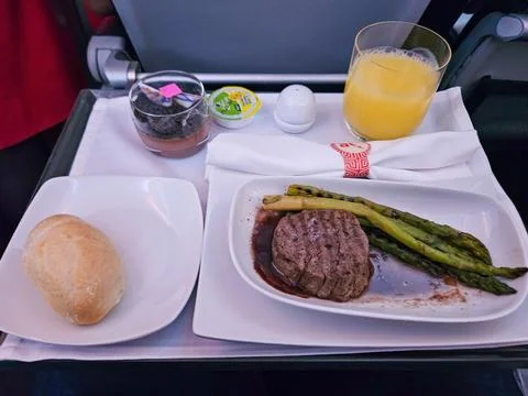 Meal on Board Plane Stock Photos