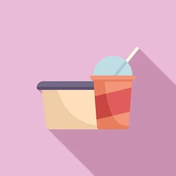 Meal box icon flat vector. School food Ilustración de archivo