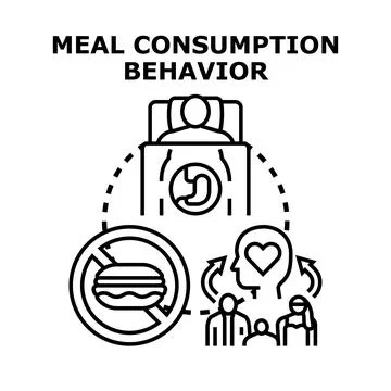 Meal consumption behavior influencing human health and mindset Stock Illustration