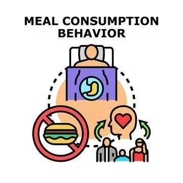 Meal consumption behavior influencing human health and mindset Stock Illustration