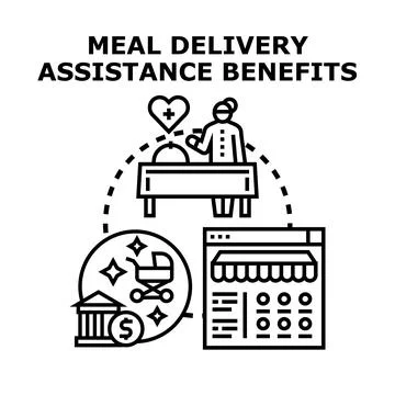 Meal delivery assistance benefits program flat concept vector Stock Illustration