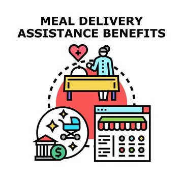 Meal delivery assistance benefits program flat concept vector Stock Illustration