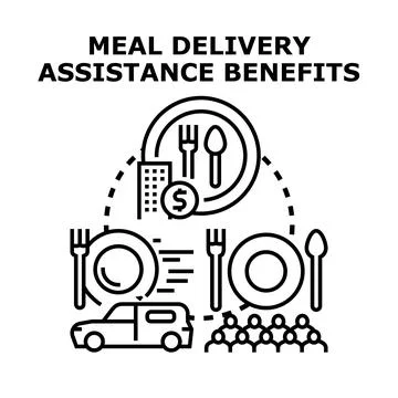 Meal delivery assistance program providing food benefits イラスト素材