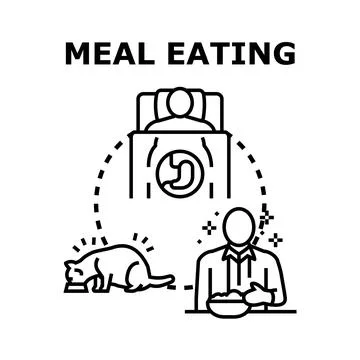 Meal eating process with human and pet digestion health Stock Illustration