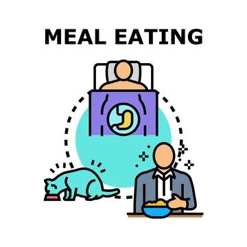 Meal eating process with human and pet digestion health Stock Illustration