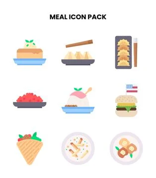 Meal Flat Icons Pack Stock Illustration