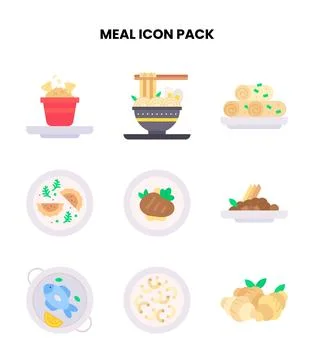 Meal Flat UI Icons Pack Stock Illustration
