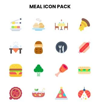Meal Flat UI Icons Pack Stock Illustration