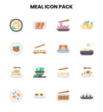 Meal Flat UI Icons Pack Stock Illustration