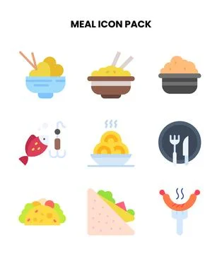 Meal Flat Vector Icons Pack Stock Illustration