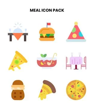Meal Flat Vector Icons Pack Stock Illustration