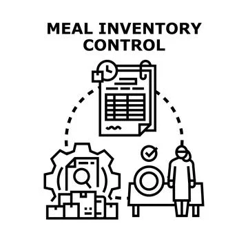 Meal inventory control processing food service management system Ilustración de archivo
