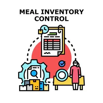 Meal inventory control processing food service management system Stock Illustration
