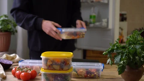 Meal Kit Delivery Services. Portion Control. Organic produce Stock Footage 124648282