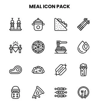 Meal Line Graphics Icons Pack Stock Illustration