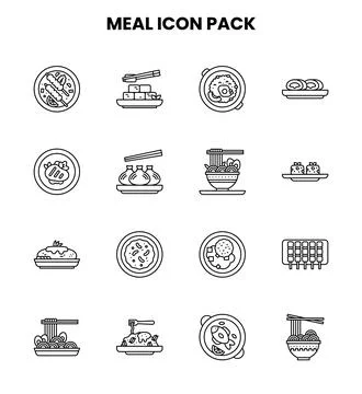 Meal Line Icons Pack Stock Illustration