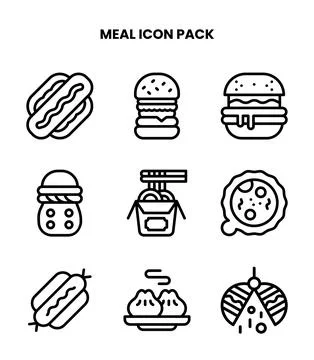 Meal Line Icons Pack Stock Illustration