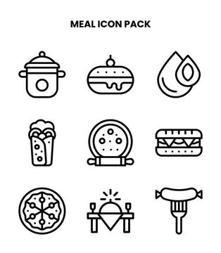Meal Line Scalable Icons Pack Stock Illustration