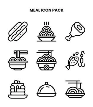 Meal Line UI Icons Pack Stock Illustration