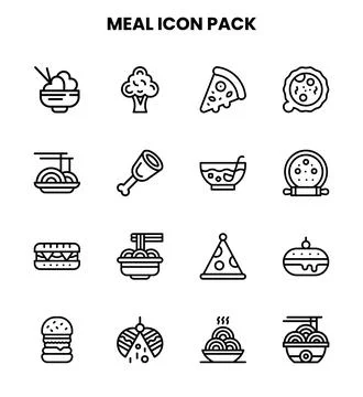 Meal Line Vector Icons Pack Stock Illustration