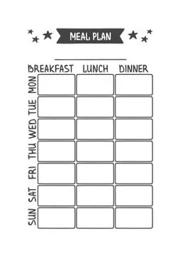 Meal Plan. Vector Template for Agenda, Planner and Other Stationery Stock Illustration