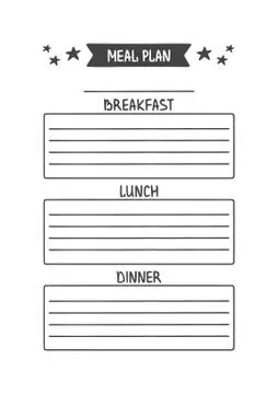 Meal Plan. Vector Template for Agenda, Planner and Other Stationery Stock Illustration