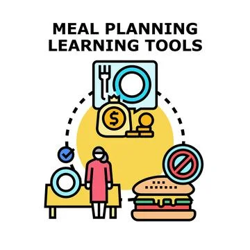 Meal planning learning tools for healthy food choices Stock Illustration