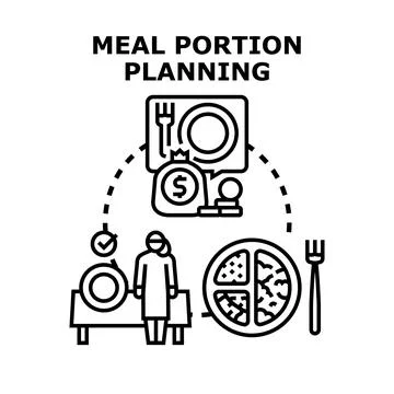 Meal portion planning for healthy balanced diet Stock Illustration