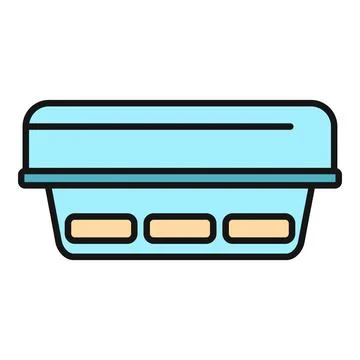 Meal prep food container with three compartments icon Stock Illustration