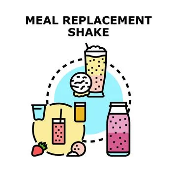 Meal replacement shake concept with healthy drinks Stock Illustration