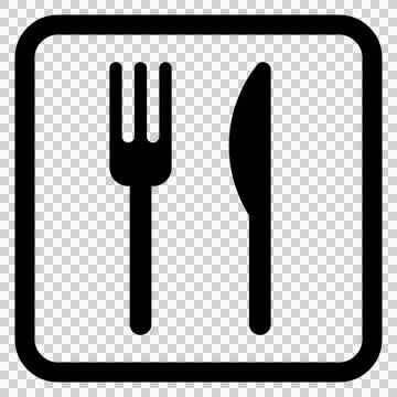 Meal, restaurant square icon. simple illustration of knife and fork Stock Illustration