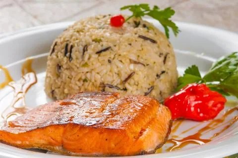 Meal of Salmon Stock Photos